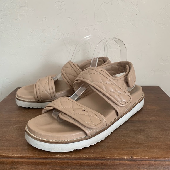 Seychelles New to This Quilted Leather Sandal Nude sz 10 - Picture 6 of 16